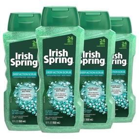 img 4 attached to 🧼 Irish Spring Deep Action Scrub Exfoliating Men's Body Wash Shower Gel - 4 Pack, 18 fl oz