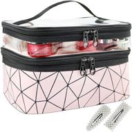 ultimate double layer waterproof makeup bags: travel in style with portable cosmetic bag for women – perfect for makeup, cosmetics tools, shampoo, toiletries logo