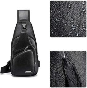 img 2 attached to Leather Sling Waterproof Shoulder Backpack