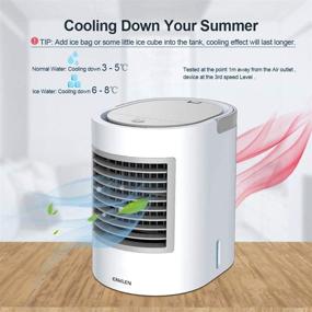img 3 attached to Gray Portable Air Conditioner, Personal Mini Air Cooler Fan with 7 Colors Night Light, 🌬️ Quiet USB Desk Evaporative Cooling for Fast Cooling in Personal Space at Home, Office, Outdoors, and Travel