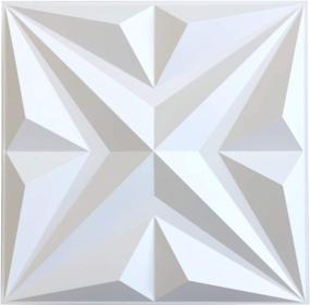 img 4 attached to 🌟 MIX3D 3D Wall Panels - Star Textured White PVC Wall Panels for Interior Wall Decor - 12 Tiles, 32 Sq Ft Pack