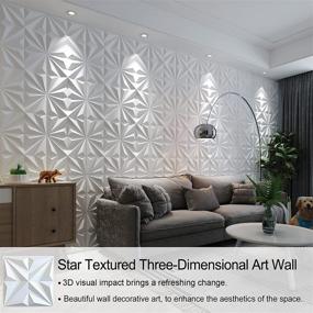 img 2 attached to 🌟 MIX3D 3D Wall Panels - Star Textured White PVC Wall Panels for Interior Wall Decor - 12 Tiles, 32 Sq Ft Pack