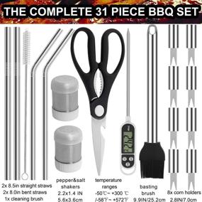 img 2 attached to Grilljoy 31PC BBQ Grilling Accessories Set - Heavy Duty Stainless Steel Grilling Kit with Storage Bag for Camping, Tailgating - Ultimate Barbecue Utensil Gift for Men and Women