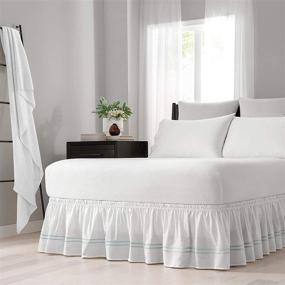 img 4 attached to 🛌 Effortless Fit Baratta Wrap Around Dust Ruffle - Easy On/Off Bedskirt with 18-Inch Drop for Queen/King Bed, Spa