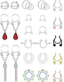 img 2 attached to SCERRING Stainless Non Piercing Nipplerings Piercing Women's Jewelry in Body Jewelry