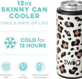 img 3 attached to Swig Life Skinny Can Cooler: Triple Insulated Stainless Steel Sleeve in Luxy Leopard Print for Dishwasher-Safe 12oz Tall Skinny Can Beverages