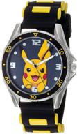 black pokemon boys' analog quartz watch with rubber strap, 21 (model: pok9056az) logo