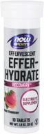 🏋️ now sports nutrition effervescent effer-hydrate electrolyte supplement for recovery, orange strawberry flavor, pale pink color, pack of 10 logo