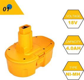 img 3 attached to High Capacity 4.0Ah DC9096 DC9098 Replacement Battery for Dewalt 18V Cordless Drill - 2 Pack