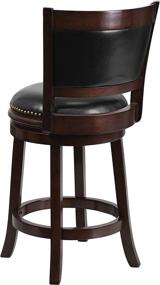 img 2 attached to 🪑 24-inch High Cappuccino Wood Counter Height Stool with Panel Back and Black LeatherSoft Swivel Seat by Flash Furniture