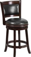 🪑 24-inch high cappuccino wood counter height stool with panel back and black leathersoft swivel seat by flash furniture logo