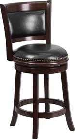 img 4 attached to 🪑 24-inch High Cappuccino Wood Counter Height Stool with Panel Back and Black LeatherSoft Swivel Seat by Flash Furniture