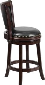 img 1 attached to 🪑 24-inch High Cappuccino Wood Counter Height Stool with Panel Back and Black LeatherSoft Swivel Seat by Flash Furniture