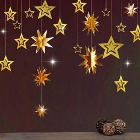img 4 attached to 🌟 Decor365 Gold Twinkle Star Party Decoration Kit - Metallic Glitter 3D Hanging Star Bunting Garland for Twinkle Little Star Decor in Nursery, Kids Room, Birthday, Wedding, Baby Shower, Christmas, Graduation, and Ramadan