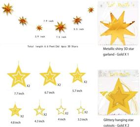 img 3 attached to 🌟 Decor365 Gold Twinkle Star Party Decoration Kit - Metallic Glitter 3D Hanging Star Bunting Garland for Twinkle Little Star Decor in Nursery, Kids Room, Birthday, Wedding, Baby Shower, Christmas, Graduation, and Ramadan