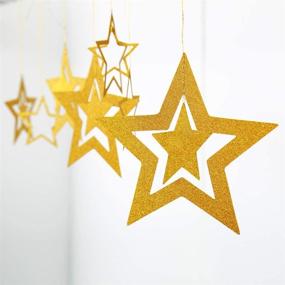 img 1 attached to 🌟 Decor365 Gold Twinkle Star Party Decoration Kit - Metallic Glitter 3D Hanging Star Bunting Garland for Twinkle Little Star Decor in Nursery, Kids Room, Birthday, Wedding, Baby Shower, Christmas, Graduation, and Ramadan