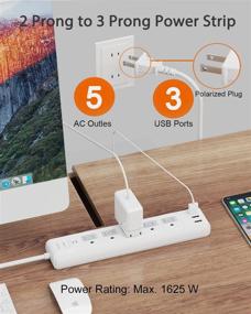 img 3 attached to Extension Polarized Protector Mountable Non Grounded Power Strips & Surge Protectors