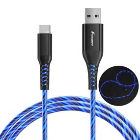 img 4 attached to FOXNOVO Видимый поток света USB-C кабель - 3.3FT Синий свет - Быстрая зарядка для Samsung Galaxy S20, S10 S9, Google Pixel, Switch - USB 2.0 Кабель Type C - 3A