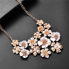 img 3 attached to 💐 Floral White Pearl Statement Chain Necklace by Jones New York: Featuring Gold Accents