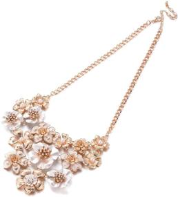 img 2 attached to 💐 Floral White Pearl Statement Chain Necklace by Jones New York: Featuring Gold Accents