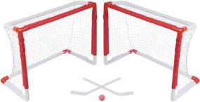 img 1 attached to Trademark Innovations Mini Knee Hockey Goal Set: 2 Goals, 2 Sticks and Foam Ball Combo