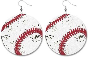 img 1 attached to 🎉 Colorful Lightweight Dangle Earrings for Women, Kids, Fans, and Players - Retro Faux Leather Sports Game Ball Earrings, Basketball, Rugby, Baseball, Soccer, Football Drop Earrings, Ideal Gift