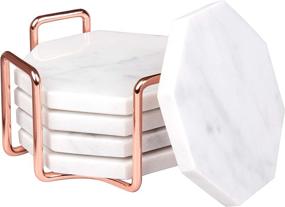 img 4 attached to 🏞️ Marble Coasters Holder in White Carrara