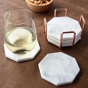 img 2 attached to 🏞️ Marble Coasters Holder in White Carrara