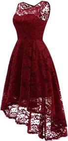 img 3 attached to 🌸 MUADRESS Vintage Lace Sleeveless Hi-Lo Cocktail Formal Swing Dress for Women – Floral Design