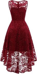 img 1 attached to 🌸 MUADRESS Vintage Lace Sleeveless Hi-Lo Cocktail Formal Swing Dress for Women – Floral Design