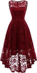 img 4 attached to 🌸 MUADRESS Vintage Lace Sleeveless Hi-Lo Cocktail Formal Swing Dress for Women – Floral Design