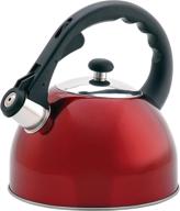 🍵 2.8 qt. satin splendor stainless steel whistling tea kettle - even heat distribution, metallic cranberry finish logo