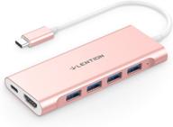 🔌 lention usb-c multi-port hub: 4k hdmi, 4 usb 3.0, type c charging - compatible with macbook pro/air, surface, chromebook & more (rose gold, cb-c35) логотип