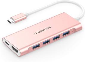 img 4 attached to 🔌 LENTION USB-C Multi-Port Hub: 4K HDMI, 4 USB 3.0, Type C Charging - Compatible with MacBook Pro/Air, Surface, Chromebook & More (Rose Gold, CB-C35)