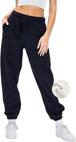 img 4 attached to 🩳 AUTOMET Women's Winter Baggy Fleece Sweatpants: High Waisted Joggers with Pockets for Athletic Lounge Leggings