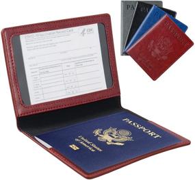 img 1 attached to LarpGears Leather Passport Protecting Vaccination Travel Accessories
