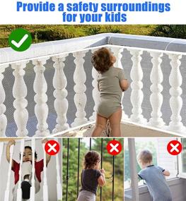 img 3 attached to 🚧 Stairway Net - No Drilling Baby Gate for Stairs -15ft L x 2.66ft H - Child Safety Rail Net - Indoor & Outdoor - White