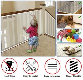 img 2 attached to 🚧 Stairway Net - No Drilling Baby Gate for Stairs -15ft L x 2.66ft H - Child Safety Rail Net - Indoor & Outdoor - White