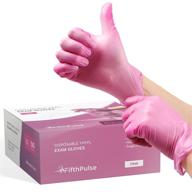 🧤 pink vinyl disposable gloves medium 50 pack - latex free, powder free medical exam gloves - versatile protection for surgical, home cleaning, and food handling - 3 mil thickness logo