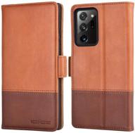 📱 kezihome note 20 ultra case - premium genuine leather rfid blocking wallet case for samsung galaxy note 20 ultra 5g (khaki/brown) logo