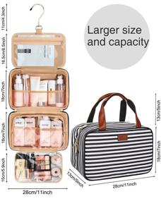 img 1 attached to 👝 MONSTINA Travel Toiletry Bag Cosmetic Organizers | Hotel & Bathroom Use | Black White Stripes | Hanging Hook