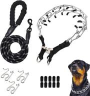 🦴 adjustable prong dog collar with 5 ft leash - stainless steel pinch collar for small to large dogs, safe and effective training tool with extra rubber tips logo