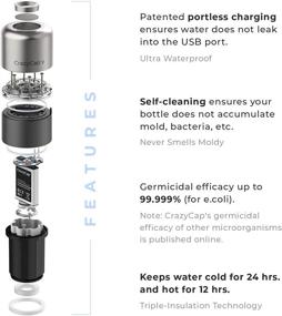 img 2 attached to 💧 CrazyCap 2.0 UV Water Purifier & Self Cleaning Stainless Steel Insulated Water Bottle - Ultimate Outdoor Companion for Clean Drinkable Water on the Go!