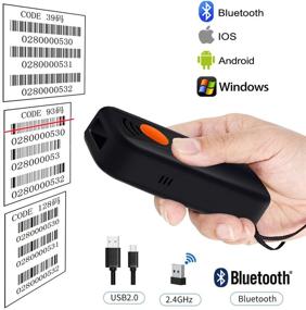 img 1 attached to 📱 Rechargeable Wireless Bluetooth Barcode Scanner - Portable Handheld 1D Scan Gun for Efficient Inventory Management - USB Hand Scanner for Streamlined Bar Code Reader