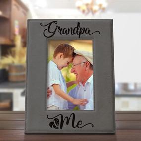 img 3 attached to 🖼️ KATE POSH 5x7 Vertical Grey Leather Picture Frame - Engraved Grandpa & Me Design - Perfect Grandparents Gifts - Best Grandpa Ever - Ideal First Grandchild Present