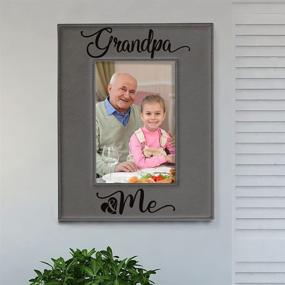 img 2 attached to 🖼️ KATE POSH 5x7 Vertical Grey Leather Picture Frame - Engraved Grandpa & Me Design - Perfect Grandparents Gifts - Best Grandpa Ever - Ideal First Grandchild Present