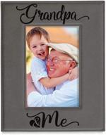 🖼️ kate posh 5x7 vertical grey leather picture frame - engraved grandpa & me design - perfect grandparents gifts - best grandpa ever - ideal first grandchild present логотип