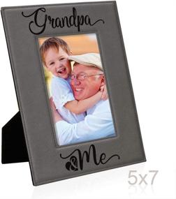 img 1 attached to 🖼️ KATE POSH 5x7 Vertical Grey Leather Picture Frame - Engraved Grandpa & Me Design - Perfect Grandparents Gifts - Best Grandpa Ever - Ideal First Grandchild Present