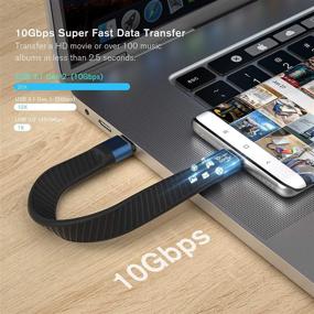 img 2 attached to Кабель Aprilery Short USB C to USB C: Быстрая зарядка для MacBook, iPad Pro, Samsung S21 - 0,45 фута, 10 Гбит/с, 100 Вт, USB 3.2 Gen 2.