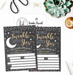 img 2 attached to 🌟 Sparkling Twinkle Little Star Gender Reveal Baby Shower Invitation Cards - Gold and Black Design - Unisex He or She Guessing Game - Printable Pack